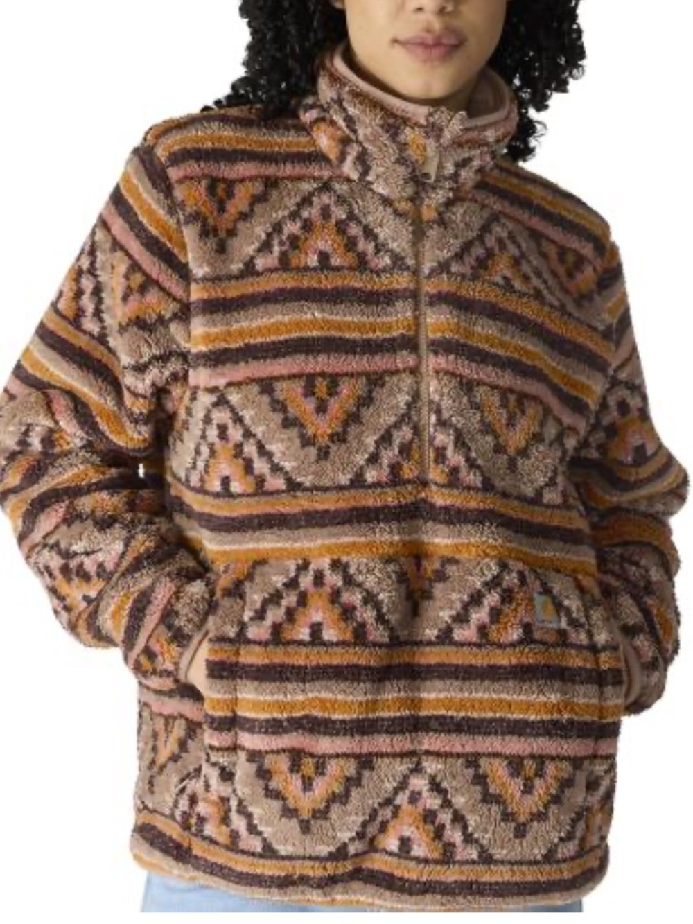 Carhartt Pink and Orange Sherpa Half-Zip Pullover